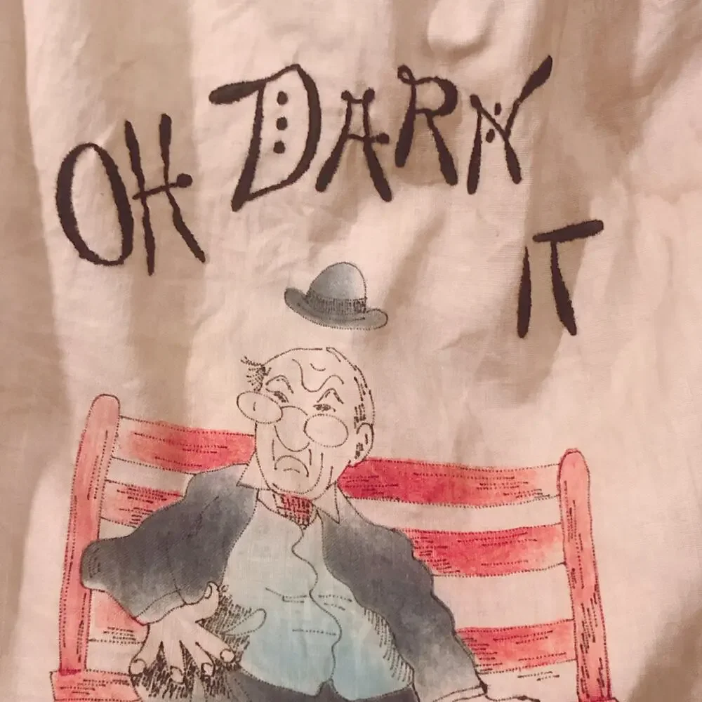 Vintage Oh Darn It Gunny Sack Storage Bag